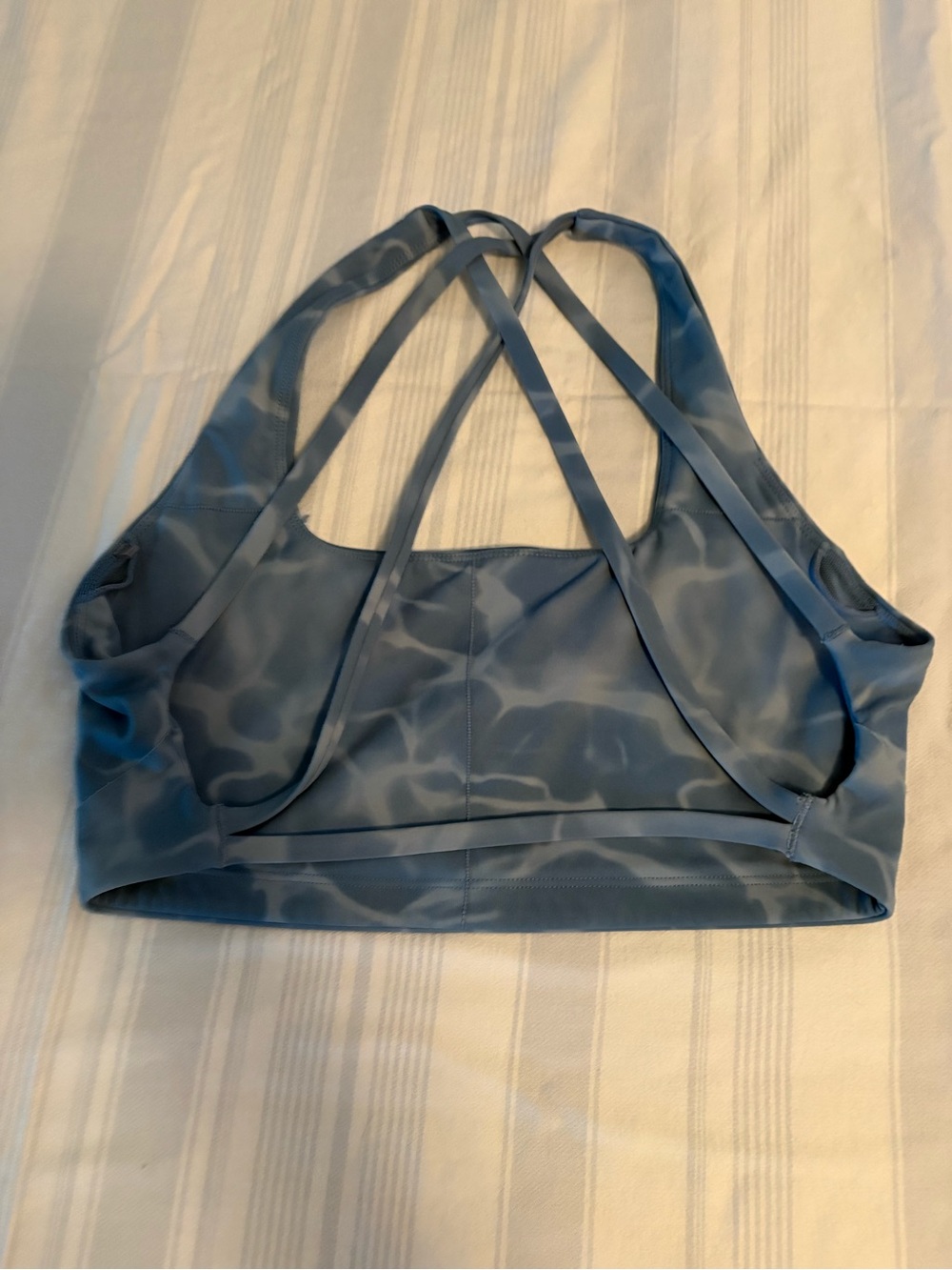 LSKD High-Waist Blue Water-Print Leggings with Matching Strappy Sports Bra - Picture 3 of 5